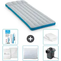 Intex Campingmatras – Frans bed – 72 x 189 x 20 cm – Blauw – Inclusief: spannenlaken, kussen, pomp, reparatieset en kussenbeschermer