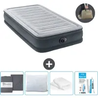 Intex Luchtbed - 1 Persoons - 99 x 191 x 33 cm - Grijs - Inclusief pomp - Hoeslaken - Kussen - Reparatieset en Kussenbeschermer