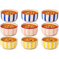 Home Deco Factory Snackschaaltjes Dolce vita - 9x - blauw/roze/geel - keramiek - D14 cm