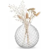 Home & Styling bloemenvaas Charleville - BOL-vorm - bewerkt glas - D16 x H17 cm - rond - steelbloemetjes of klein boeketje