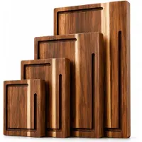 BOTC Houten Snijplanken Set 4-Delig - Snijplank met Sapgeul - Keuken Snijplanken voor Vlees, Groente & Brood - Ook als Serveerplank en Borrelplank