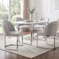 STILVORA Eetkamerstoel - Set Van 4 - Comfortabel Met Dubbele Rugleuning En Chenille - Voor Eetkamer, Woonkamer En Cafe - Lichtgrijs Zilver