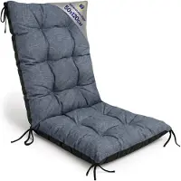 Amazinggirl Tuinstoelkussens Hoge Rug 50x120 cm - Kussens voor Tuinstoelen & Standenstoel Terrasstoel Jeans Eco linnen Stoelkussens Tuin Zitkussen Extra Dik 10 cm met Bindlinten