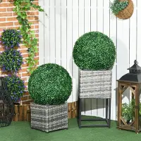 STILVORA Plant Kunstmatige Buxusbol 50 Cm Set Van 2 Van Plastic Groen Voor Binnen En Buiten Decoratie Onderhoudsarm Realistisch