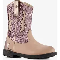 Stap leren meisjes cowboylaarzen roze beige maat 27