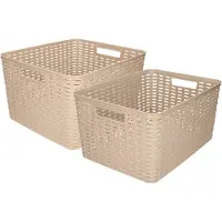 Forte Plastics Set van 6x stuks opbergboxen/opbergmandjes rotan taupe kunststof met inhoud 18 en 28 liter