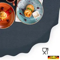 ANRO Tafelkleed Donkerblauwe linnenlook Ovaal 300x140cm Rechte rand Afwasbaar Waterafstotend