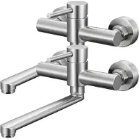 CECIPA MAX Keukenkraan - 2 stuks - Keukenkraan Met Uittrekbare Uitloop - 360° draaibare keukenkraan - Muurkraan Keuken - Zilver