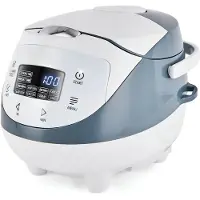 SP Rijstkoker - Capaciteit 0.63 Litres - Rijstkoker met Keramische Binnenpan - Multifunctioneel - Wit/Grijs - 30cm x 23cm x 21cm