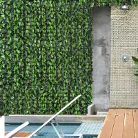 OKWISH Kunsthaag 300 x 100 Cm – Realistische Bladeren – Kunststof – Donkergroen – Privacy Scherm Voor Tuin En Wanddecoratie – Lichtgewicht En Op Rol