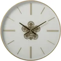 J-Line Wandklok - ijzer - wit/goud - small