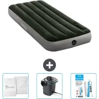 Intex Luchtbed - 1-Persoons - 76 x 191 x 25 cm - Groen - Inclusief Hoeslaken - Pomp en Reparatieset