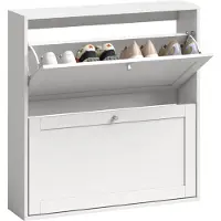 HOMCOM Flip-down Shoe Cabinet-MDF-80 x 20 x 84 cm-Weiß