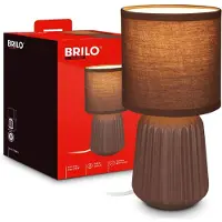 Briloner Dora - Tafellamp slaapkamer - met stoffen kap & keramiek voet - bedlamp - tafellampje - Ø13cm x 27cm - bruin