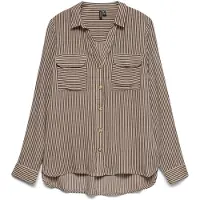 Vero Moda Blouse 'VMBumpy' chocoladebruin / wit