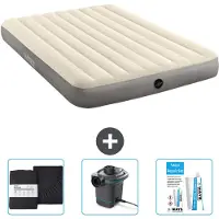 Intex Luchtbed - 2-Persoons - 152 x 203 x 25 cm - Beige - Inclusief Hoeslaken - Pomp en Reparatieset