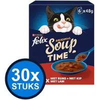 Felix 30x - Soup Countryside Selectie Multipack - Kattenvoer Natvoer - 288 g