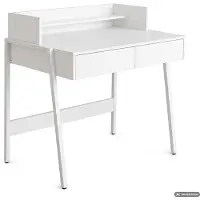 Akord Computertafel Bureau FLUX / Industrieel / Wit / 78 cm / 2 Lades / 1 Plank / Witte Poten