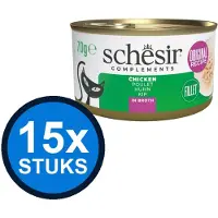 Schesir 15x - Kattenvoer - Bouillon in blik - Kipfilet Mp - 6x50g