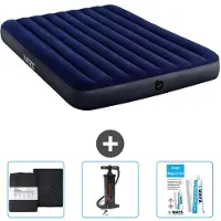 Intex Luchtbed - 2-Persoons - 152 x 203 x 25 cm cm - Blauw - Inclusief Hoeslaken - Pomp en Reparatieset