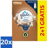 Glade 20 x - Touch & Fresh - Sensual Sandelhout Jasmijn - 10 ml - Sandalwood Jasmine Geur - Geurverspreiding - Geurhoudende Navulling - Geurhoudende Geur - Geur In Badkamer