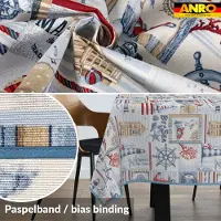 ANRO Tafelkleed Maritiem Rood 180x100cm Met sierband Afwasbaar Waterafstotend Binnen & Buiten
