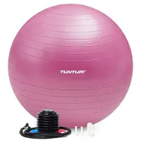 Tunturi Anti Burst Fitness bal met Pomp - Yoga bal 55 cm - Pilates bal - Zwangerschapsbal – 220 kg gebruikersgewicht - Incl Trainingsapp – Paars