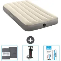 Intex Luchtbed - 1-Persoons - 99 x 191 x 25 cm - Beige - Inclusief Hoeslaken - Pomp en Reparatieset