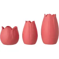 J-Line vaas Bloem - porselein - kerstrood - set van 3