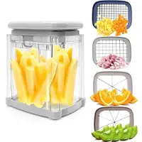 Dnntunk 4-In-1 Frietsnijder - Aardappelsnijder - Uiensnijder - Uitgerust Met 4 Messen