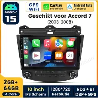 Hexinex Hexinexmarket Autoradio Geschikt voor Honda Accord 7 (2003-2008) - Draadloos CarPlay, Android Auto,GPS Navi, Android 15, multimediaspeler - 2GB+64GB