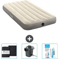 Intex Luchtbed - 1-Persoons - 99 x 191 x 25 cm - Beige - Inclusief Hoeslaken - Pomp en Reparatieset