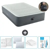 Intex Luchtbed - 2-Persoons - 152 x 203 x 46 cm - Grijs - Inclusief pomp - Hoeslaken - Kussen - Reparatieset en Kussenbeschermer