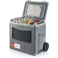 TZS First Austria Compressor Koelbox - 50L - Koelt tot -20°C - AC/DC 12V 24V 230V - App-bediening & Trolleyfunctie - 3-Traps Accubeveiliging