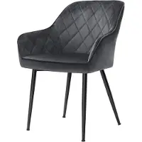 Songmics - Eetkamerstoelen - Gestoffeerde Stoel met Armleuningen - Fluwelen Loungestoel - Metalen Poten - Voor Keuken en Eetkamer