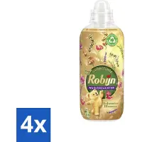 Robijn 4 x - Bohemian Blossom - Wasverzachter - 33 Wasbeurten - 825 ml - Wasverzachter - Wasmiddel - Geur - Zachtheid - Essentiële Oliën