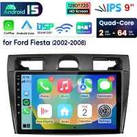 Junsun Android 15 Autoradio Geschikt Voor Ford Fiesta 2002-2008 - Draadloze CarPlay & Andriod Auto - Bluetooth - GPS Navigatiesytem - 9-inch HD Touchscreen - WIFI - FM - RDS - Quad-core processor