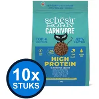 Schesir 10x - Born Carnivore - Kattenvoer - Droogvoer - Kip & Haring - 255g