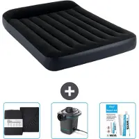Intex Luchtbed - Twijfelaar - 137 x 191 x 25 cm - Donkerblauw - Inclusief Hoeslaken - Pomp en Reparatieset