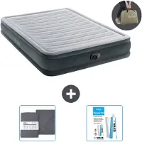 Intex luchtbed - voor 2 personen - 152 x 203 x 33 cm - grijs - inclusief pomp - met spannenhoes en reparatieset