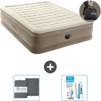 Intex luchtbed - voor 2 personen - 152 x 203 x 46 cm - Beige - Inclusief pomp - Spannenhoes en reparatieset