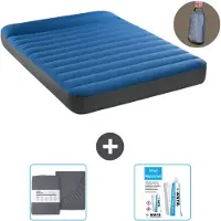 Intex Luchtbed - Twijfelaar - 137 x 191 x 22 cm - Blauw - Inclusief pomp - Hoeslaken en Reparatieset