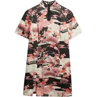Superdry Jurk ecru / oudroze / oranjerood / zwart