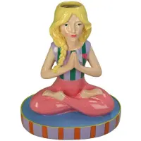 HD Collection Vaas Yoga Lady Roze Blauw Polyresin 21,5x13x25cm