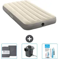 Intex Luchtbed - 1-Persoons - 99 x 191 x 25 cm - Beige - Inclusief Hoeslaken - Pomp en Reparatieset