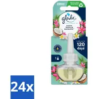 Glade 24 x - Navulling Elektrische Olie - Exotic Tropical Blossoms - Zonder Houder - Geurkaars - Elektrische Geur - Tropische Geur - Monoi Olie - Kokosmelk