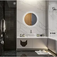 STILVORA Badspiegel Met Led Verlichting En Touchfunctie, Ø 60 Cm, Aluminium Frame, Wit, Ronde Wandspiegel Met Anti Condens En Geheugenfunctie
