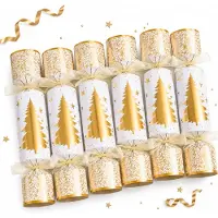 WDMT Set van 6 Luxe Christmas Crackers Goud/Wit – Feestelijke Kerstcrackers met Gouden Kerstboom Design – Tafeldecoratie Kerst – Kerstdiner – Kerstfeest – Cadeauverpakking