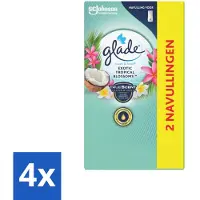 Glade 4 x - Touch & Fresh - Exotic Tropical Blossoms - 2x 10 ml - Geur - Luchtverfrisser - Monoi Olie - Tropische Geur - Kokosmelk