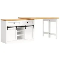 STILVORA Keukeneiland - 360° Draaibaar Met Schuifdeuren En 2 Lades - Voor Keuken En Eethoek - MDF En Metaal - Wit - 120-197x40x72 Cm